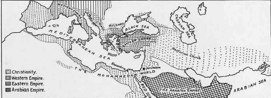 「第35図 7世紀始めにおけるギリシア―ローマの世界」のキャプション付きの図